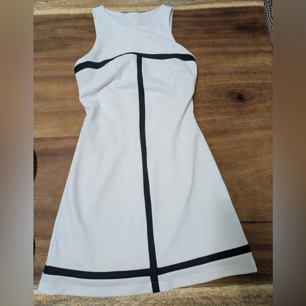 Liz Minelli White and Black Mini Dress